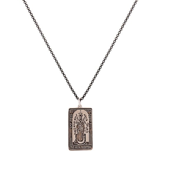 HIGH PRIESTESS Tarot Card Necklace, Sterling Silver Tarot Necklace, Tarot - Picture 2 of 4